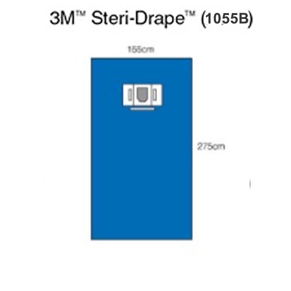 Large Sheet with Incise Film & Pouches, 62" x 107", Standard Blue Fabric, Face Arch, 2 Fluid Collection Pouches, 14/bx, 2 bx/cs