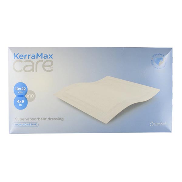 Super Absorbent Dressing KerraMax Care® Nonwoven 4 X 9 Inch Sterile
