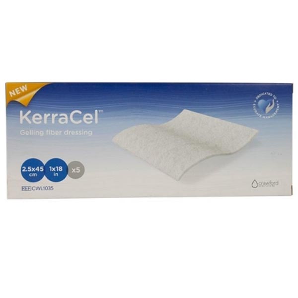 Gelling Fiber Dressing KerraCel™ Carboxymethyl Cellulose (CMC) 1 X 18 Inch