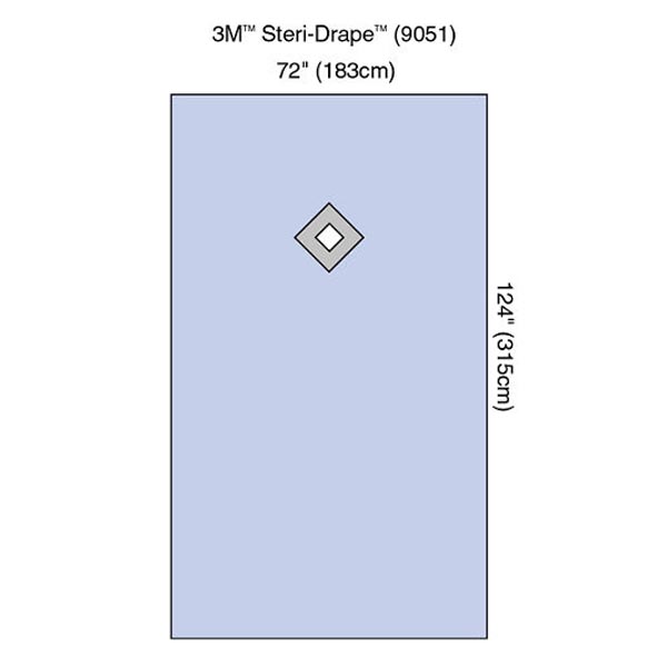 Steri-Drape™ Thyroid Drape, 72" x 124", Absorbent Impervious Material, Diamond Adhesive Aperture, 15/bx, 2 bx/cs