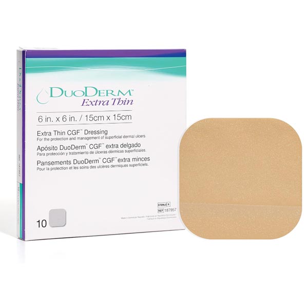 Hydrocolloid Dressing DuoDERM® Extra Thin 6 X 6 Inch Square Sterile