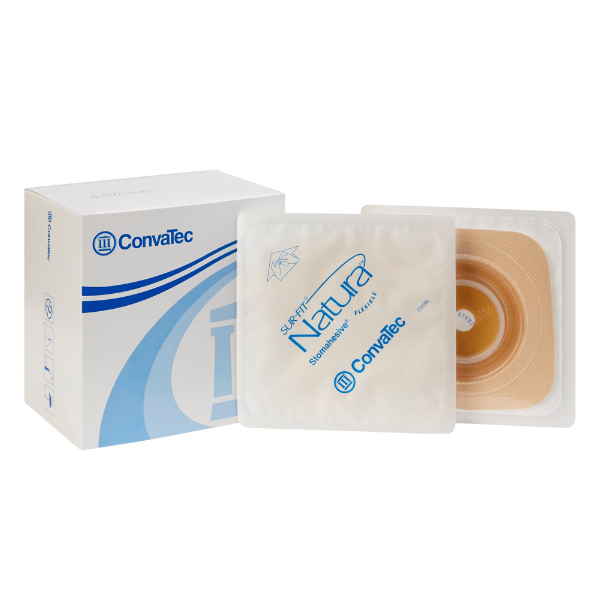 Ostomy Barrier Sur-Fit Natura® Trim to Fit, Standard Wear Stomahesive® Tan Tape 38 mm Flange Sur-Fit® Natura® System Hydrocolloid Up to 7/8 Inch Opening 4 X 4 Inch