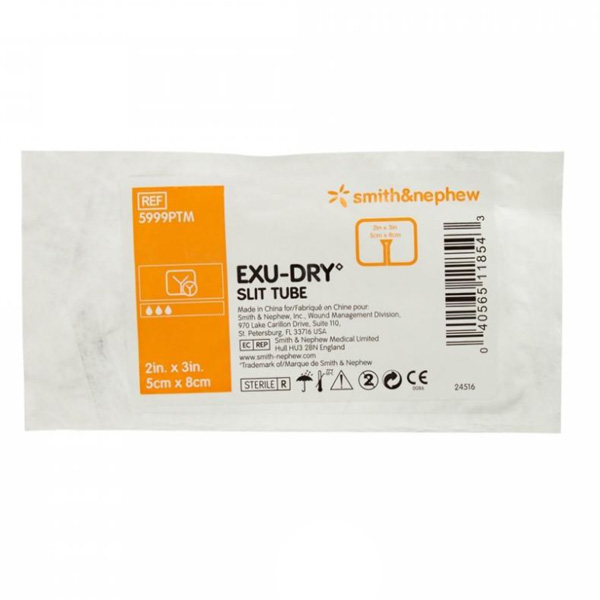 Slit Tube Wound Dressing Exu-Dry Polyethylene / Rayon / Cellulose 2 X 3 Inch
