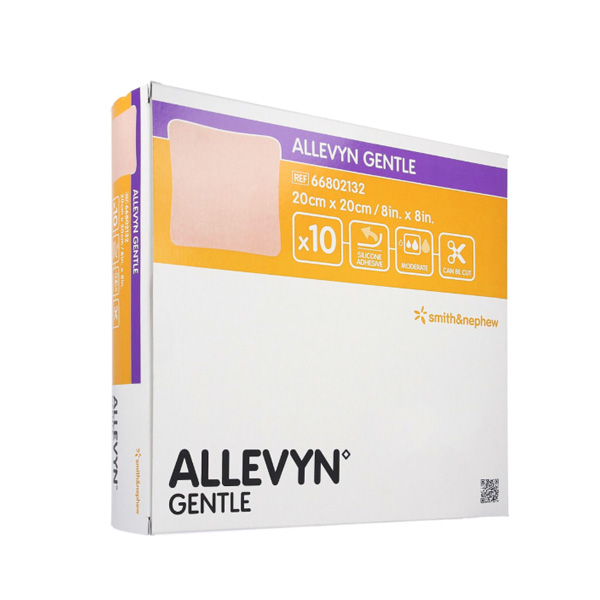 Silicone Foam Dressing Allevyn Gentle Border 8 X 8 Inch Square Silicone Gel Adhesive with Border Sterile