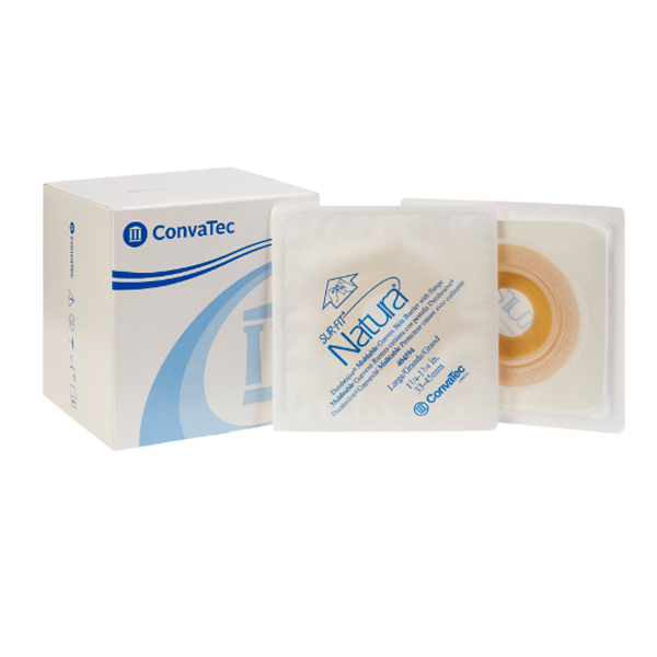 Ostomy Barrier Sur-Fit Natura® Durahesive® Mold to Fit, Extended Wear Acrylic Tape 57 mm Flange Universal System Hydrocolloid 1-1/4 to 1-3/4 Inch Opening 4-1/2 X 4-1/2 Inch