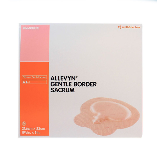 Silicone Foam Dressing Allevyn Gentle Border 8-1/2 X 9 Inch Sacral Silicone Gel Adhesive with Border Sterile