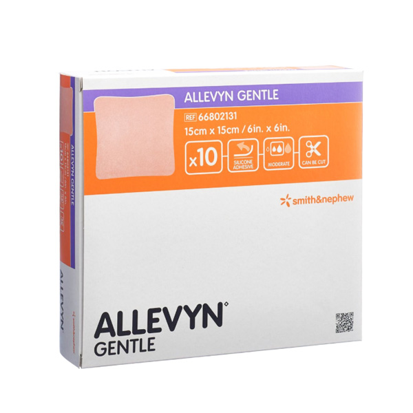 Silicone Foam Dressing Allevyn Gentle Border 6 X 6 Inch Square Silicone Gel Adhesive with Border Sterile