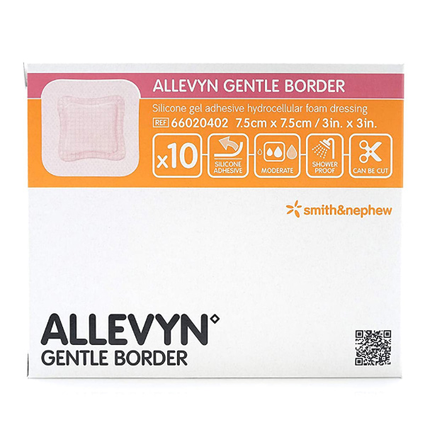 Silicone Foam Dressing Allevyn Gentle Border 3 X 3 Inch Square Silicone Gel Adhesive with Border Sterile