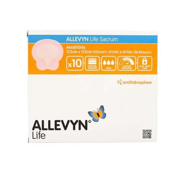 Silicone Foam Dressing Allevyn Life 7 X 7 Inch Sacral Silicone Adhesive with Border Sterile