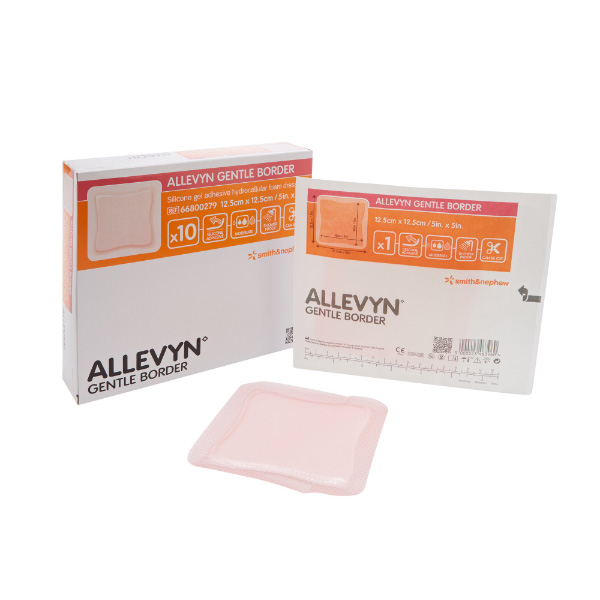 Silicone Foam Dressing Allevyn Gentle Border 5 X 5 Inch Square Silicone Gel Adhesive with Border Sterile