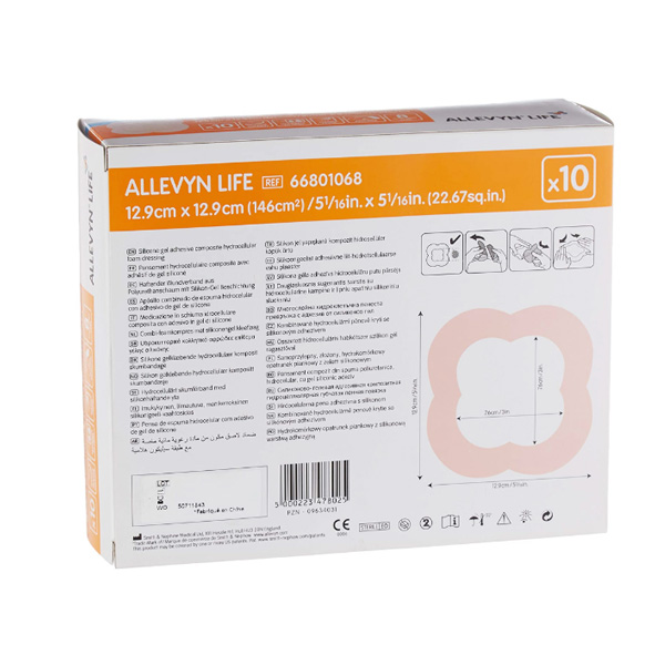 Silicone Foam Dressing Allevyn Life 5-3/4 X 5-3/4 Inch Quadrilobe Silicone Adhesive with Border Sterile