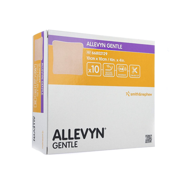 Silicone Foam Dressing Allevyn Gentle Border 4 X 4 Inch Square Silicone Gel Adhesive with Border Sterile