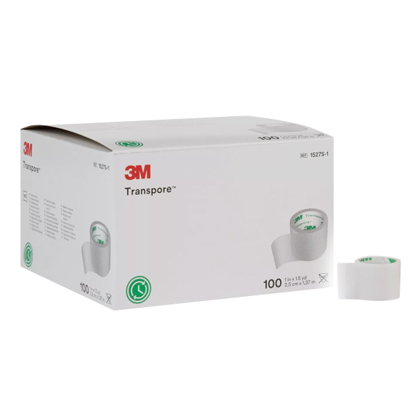 Medical Tape 3M™ Transpore™ Single Use Roll Plastic 1 Inch X 1-1/2 Yard Transparent NonSterile