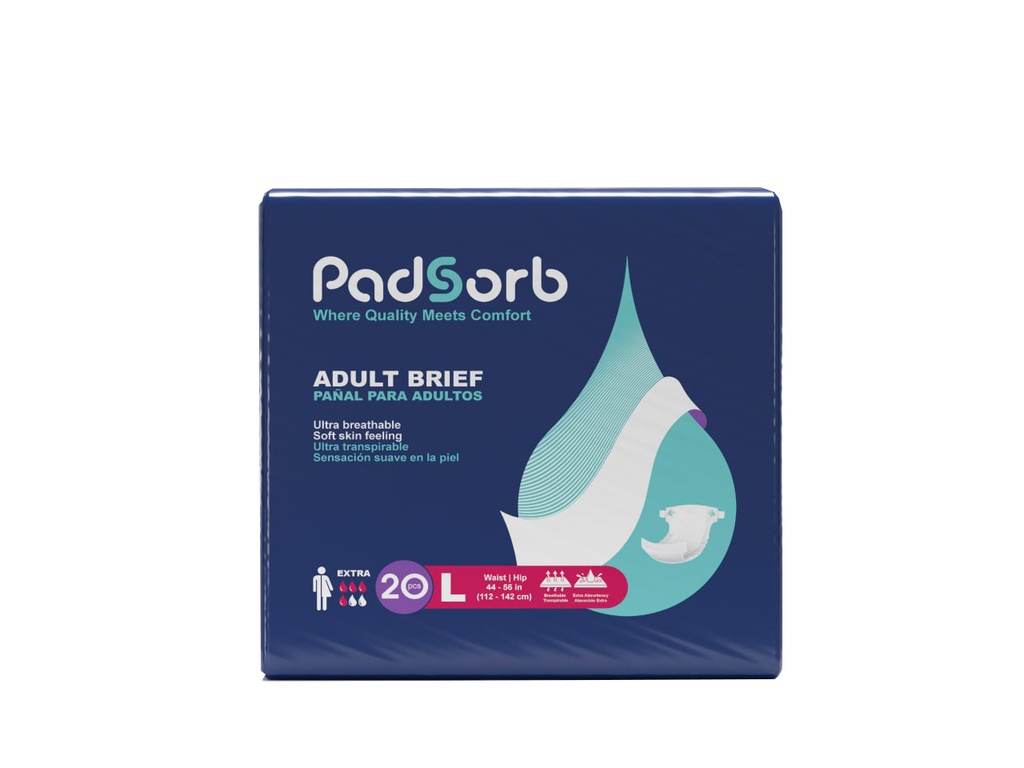 Unisex Adult Incontinence Brief Padsorb® Large Disposable Heavy Absorbency