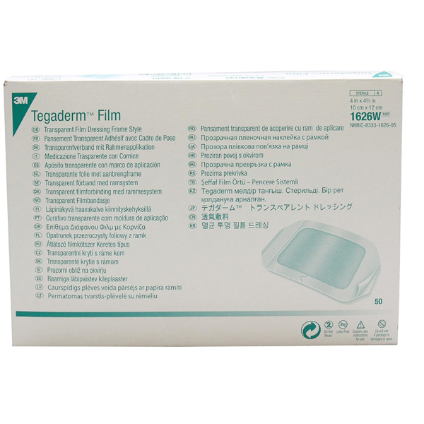 Transparent Film Dressing 3M™ Tegaderm™ Rectangle 4 X 4-3/4 Inch Frame Style Delivery With Label Sterile