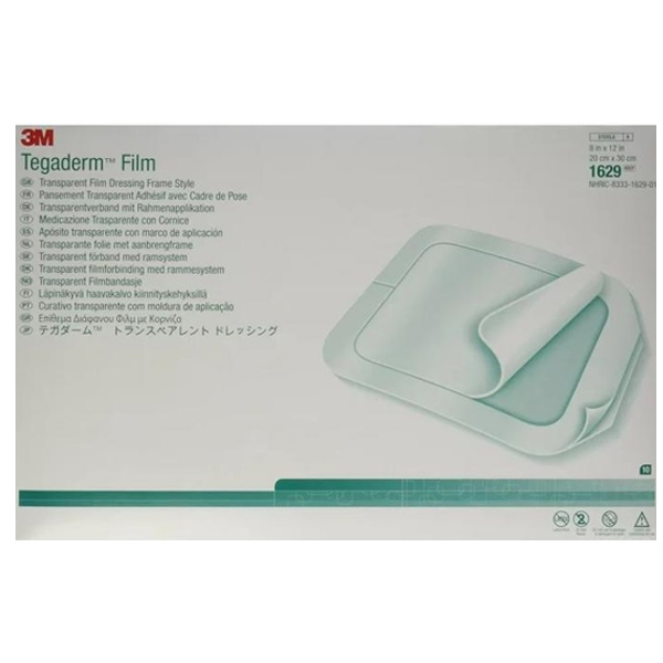 Transparent Film Dressing 3M™ Tegaderm™ Rectangle 8 X 12 Inch Frame Style Delivery With Label Sterile