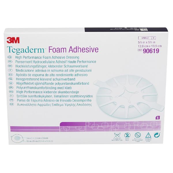 Foam Dressing 3M™ Tegaderm™ High Performance 5-1/2 X 5-1/2 Inch Heel Adhesive with Border Sterile