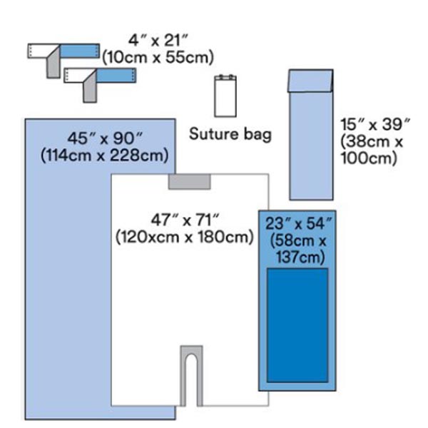 Steri-Drape™ Orthopedic Set-Up Pack, Back Table Cover, Extremity Cover, Plastic U-Sheet, Mayo Stand Cover, OP Tape, Suture Bag, 15 pk/bx, 2 bx/cs