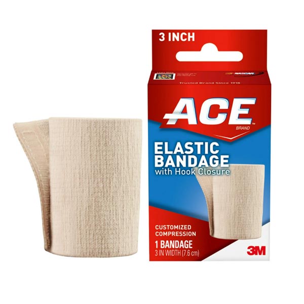 Elastic Bandage 3M™ ACE™ 3 Inch Width Standard Compression Single Hook and Loop Closure Tan NonSterile