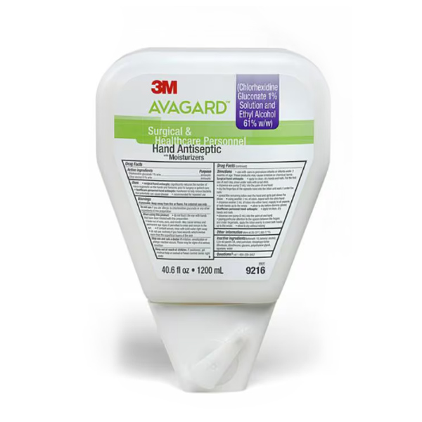 Waterless Surgical Scrub 3M™ Avagard™ 1200 mL Dispenser Refill Bottle 1% / 61% Strength CHG (Chlorhexidine Gluconate) / Ethyl Alcohol NonSterile