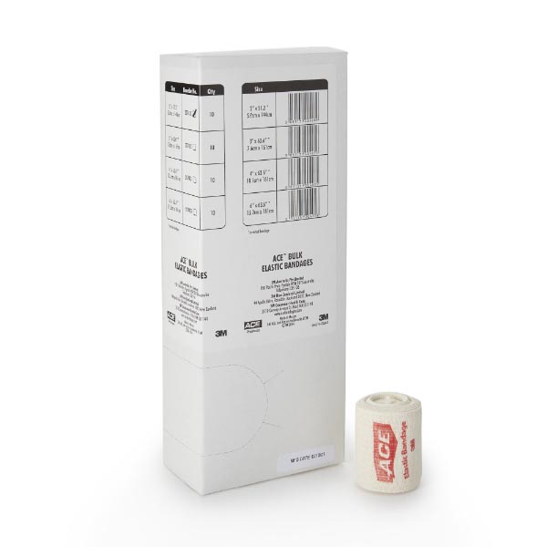 Elastic Bandage 3M™ ACE™ 2 Inch X 5 Yard Standard Compression Clip Detached Closure Tan NonSterile