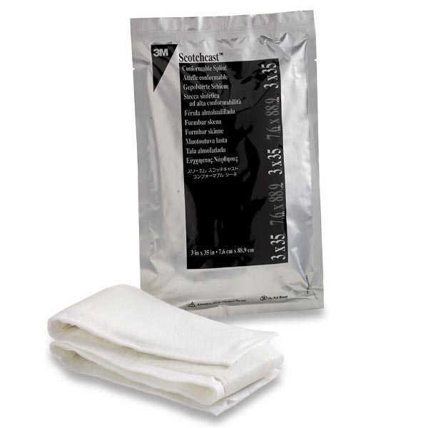 Padded Splint 3M™ Scotchcast™ Quick Step Double Sided Felt 3 X 35 Inch Felt / Fiberglass White