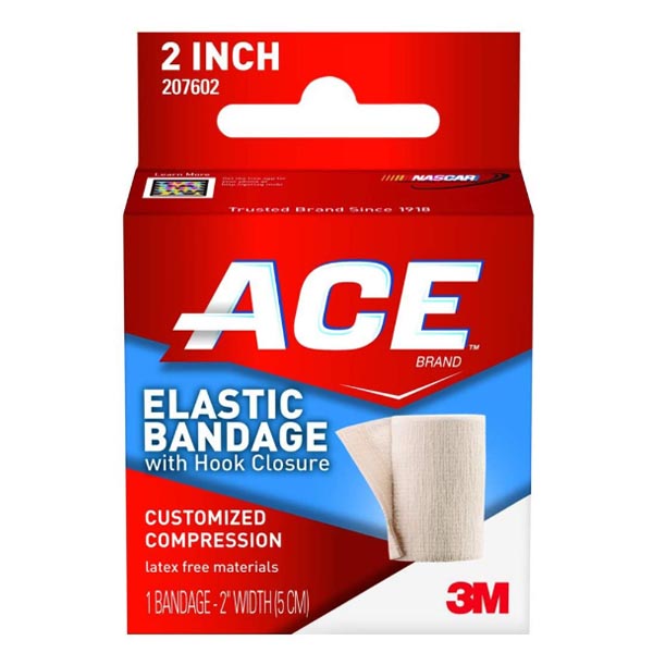 Elastic Bandage 3M™ ACE™ 2 Inch X 4.2 Foot Standard Compression Single Hook and Loop Closure Tan NonSterile