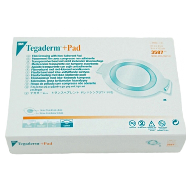 Transparent Film Dressing with Pad 3M™ Tegaderm™ Rectangle 3-1/2 X 4 Inch Frame Style Delivery Without Label Sterile