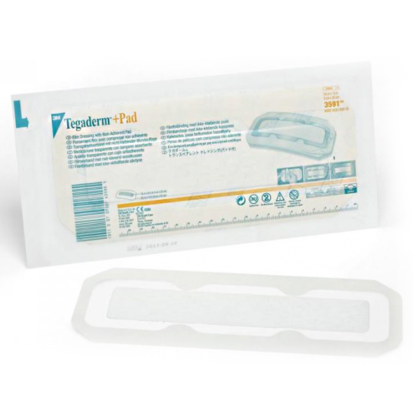 Transparent Film Dressing with Pad 3M™ Tegaderm™ Rectangle 3-1/2 X 13-3/4 Inch Frame Style Delivery Without Label Sterile