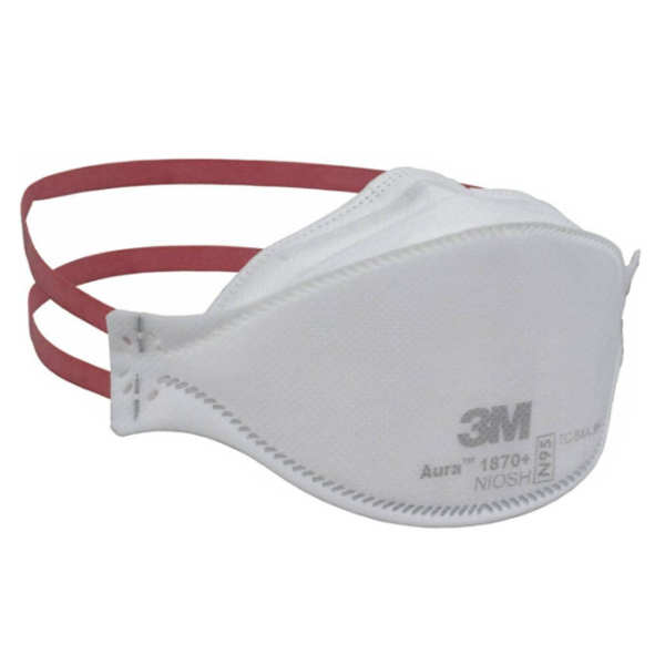 Particulate Respirator / Surgical Mask 3M™ Aura™ Medical N95 Flat Fold Elastic Strap One Size Fits Most White NonSterile ASTM F1862 Adult