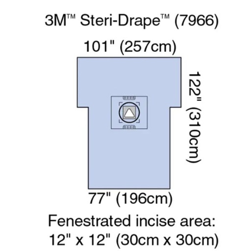 [MMM-7966] Obstetrics / Gynecology Drape 3M™ Steri-Drape™ Cesarean-Section Drape with Adhesive Aperture Pouch 77 W X 122 L Inch Sterile