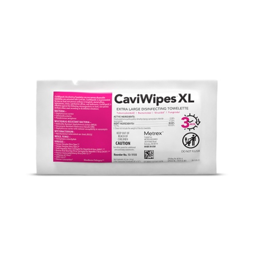 [MET-13-1155] CaviWipes™ Surface Disinfectant Premoistened Alcohol Based Manual Pull Wipe 50 Count Individual Packet Disposable Alcohol Scent NonSterile