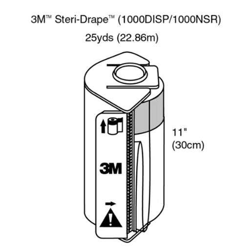 [MMM-1000DISP] General Purpose Drape 3M™ Steri-Drape™ Roll Prep Drape with Dispenser 11 Inch X 25 Yard NonSterile