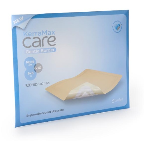 [MMM-PRD500-1175] Super Absorbent Dressing KerraMax Care® Gentle Border Nonwoven 6 X 6 Inch Sterile