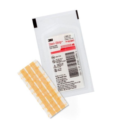 [MMM-A1841] Antimicrobial Skin Closure Strip Steri-Strip™ Antimicrobial 1/4 X 3 Inch Nonwoven Material Reinforced Strip Tan