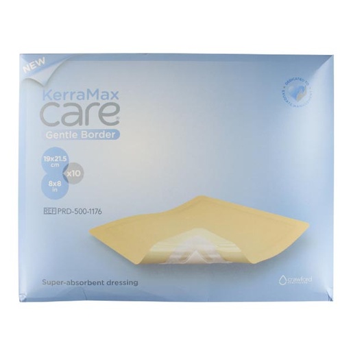 [MMM-PRD500-1176] Super Absorbent Dressing KerraMax Care® Gentle Border Nonwoven 8 X 8 Inch Sterile