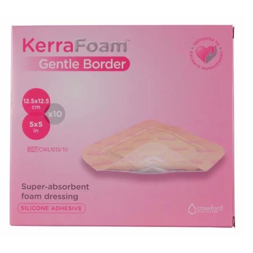 [MMM-CWL1013] Silicone Foam Dressing KerraFoam™ Gentle Border 5 X 5 Inch Square Silicone Adhesive with Border Sterile