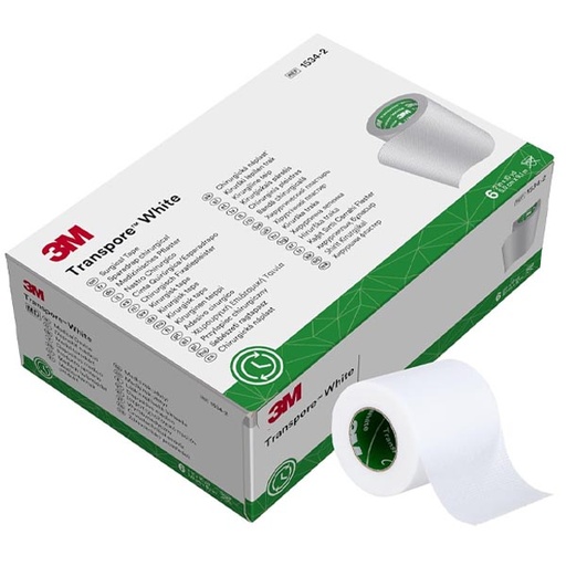 [MMM-1534-2] Medical Tape 3M™ Transpore™ White Bi-directional Tear Plastic 2 Inch X 10 Yard White NonSterile