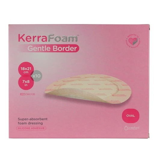 [MMM-CWL1135] Silicone Foam Dressing KerraFoam™ Gentle Border 7 X 8 Inch Oval Adhesive with Border Sterile