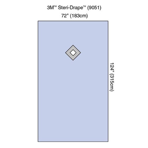 [MMM-9051] Steri-Drape™ Thyroid Drape, 72" x 124", Absorbent Impervious Material, Diamond Adhesive Aperture, 15/bx, 2 bx/cs