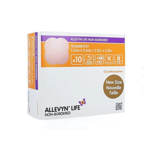 [SMI-66801747] Silicone Foam Dressing Allevyn Life 2 X 2 Inch Square Non-Adhesive without Border Sterile