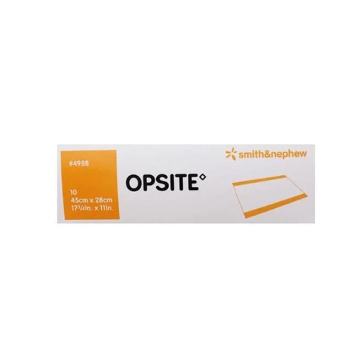 [SMI-4988] Transparent Film Dressing OpSite Rectangle 11 X 17-3/4 Inch 2 Tab Delivery Without Label Sterile