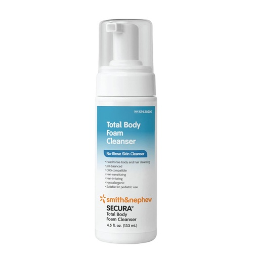 [SMI-59430200] Rinse-Free Antimicrobial Body Wash Secura™ Total Body Foaming 4.5 oz. Bottle Scented
