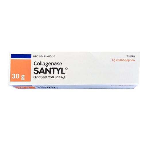 [SMI-50484001030] SANTYL® Collagenase Clostridium Hystoliticum / White Petrolatum 250 Units / Gram Ointment Tube 30 Gram