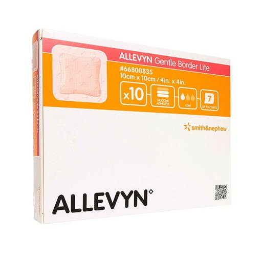 [SMI-66800835] Thin Silicone Foam Dressing Allevyn Gentle Border Lite 4 X 4 Inch Square Silicone Gel Adhesive with Border Sterile