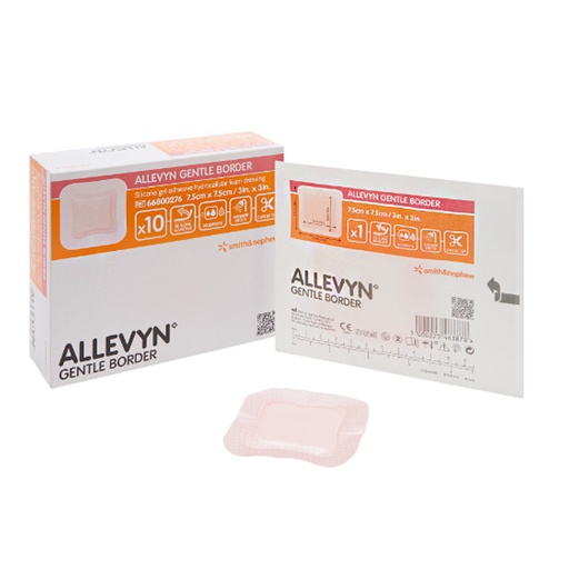 [SMI-66800276] Silicone Foam Dressing Allevyn Gentle Border 3 X 3 Inch Square Silicone Gel Adhesive with Border Sterile