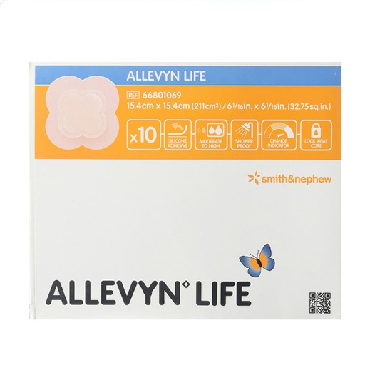 [SMI-66801069] Silicone Foam Dressing Allevyn Life 6 X 6 Inch Quadrilobe Silicone Adhesive with Border Sterile