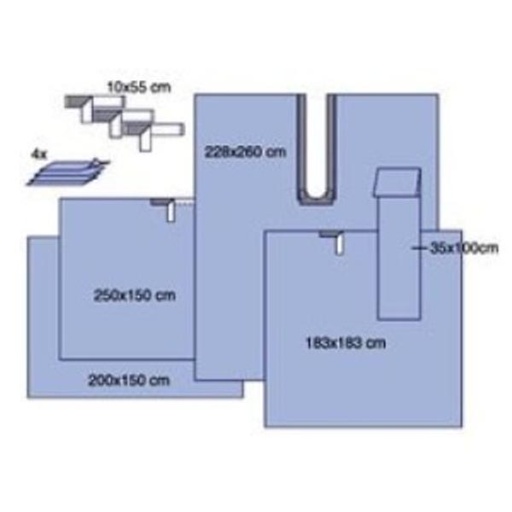 [MMM-9002] Steri-Drape™ Orthopedic Surgical Pack: Op Tape, Hand Towels, Legging, Medium & Large Adhesive Drape Sheets, Adhesive Split Sheet, Instrument Table Cover, 5/bx, 2 bx/cs