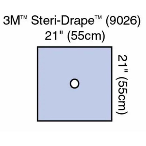 [MMM-9026] Steri-Drape™ Aperture Drape, 21" x 21", Absorbent Impervious Material, Circular Aperture, 100/bx, 4 bx/cs