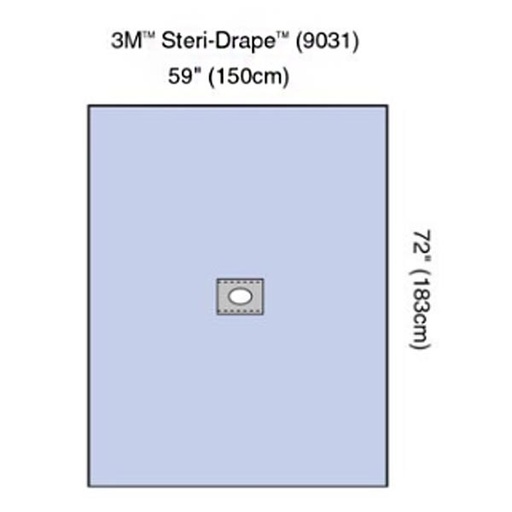 [MMM-9031] Steri-Drape™ Adhesive Aperture Drape, 59" x 72", Absorbent Impervious Material, Off-Centered Oval Aperture, 25/bx, 2 bx/cs